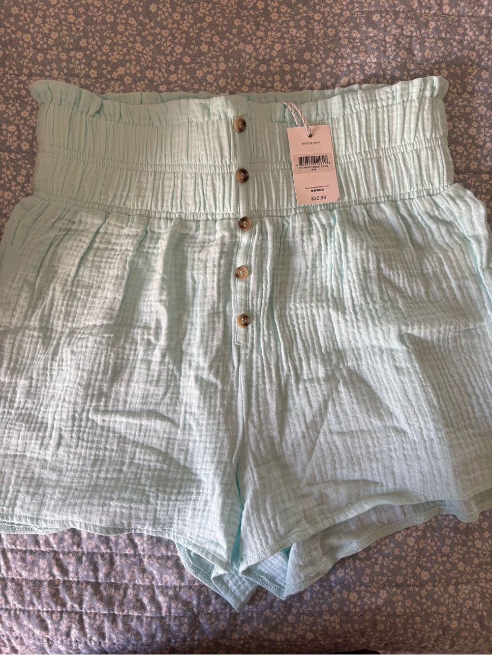 Simply Southern High-Waist Button-Front Mint Shorts